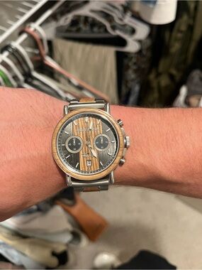 Original Grain Brewmaster Men’s Silver and Wood Chronograph Watch